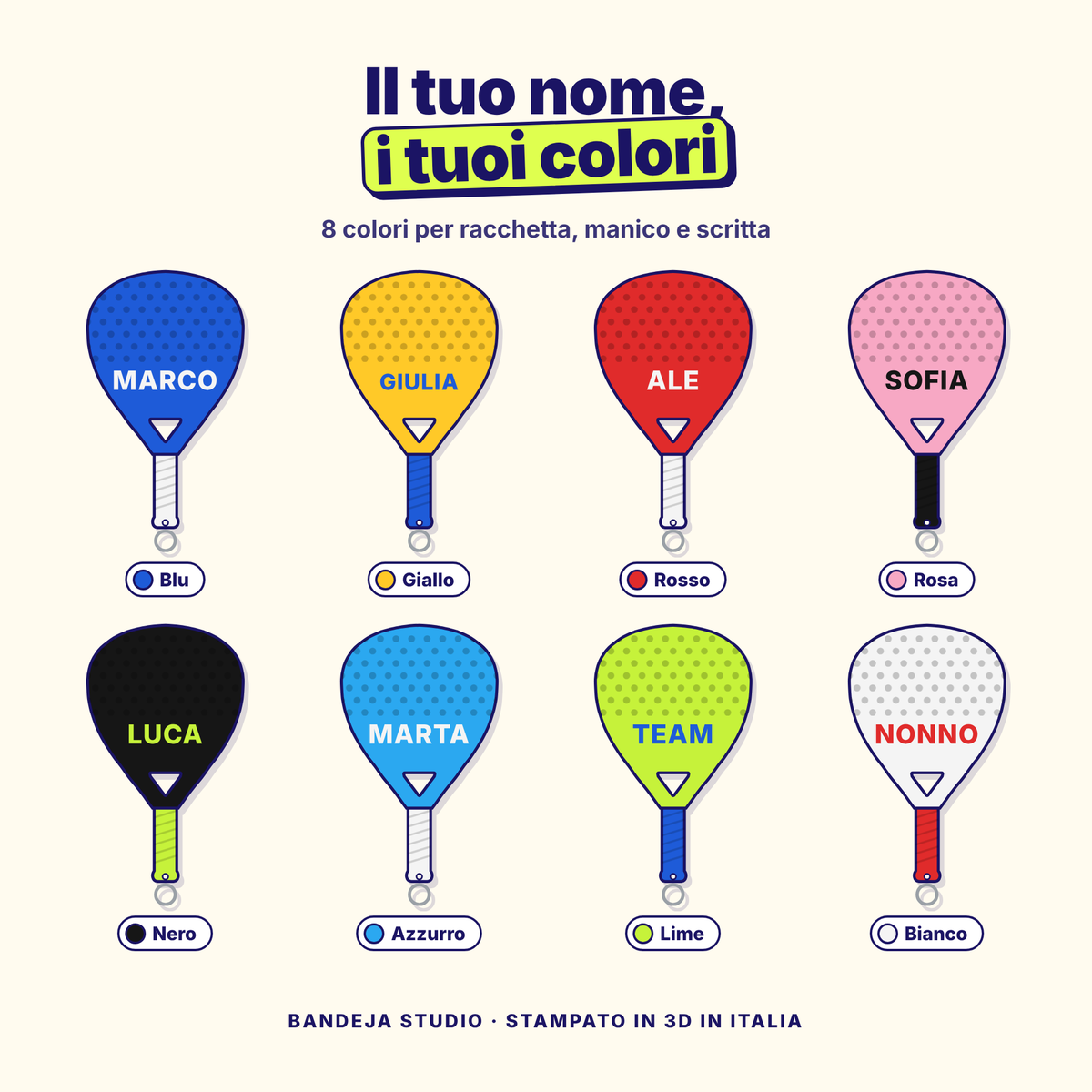 Portachiavi Racchetta Padel Personalizzato con Nome
